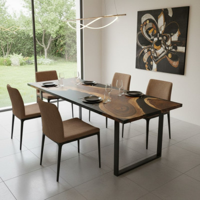 Tavolo da pranzo riunione River Table in legno massiccio naturale