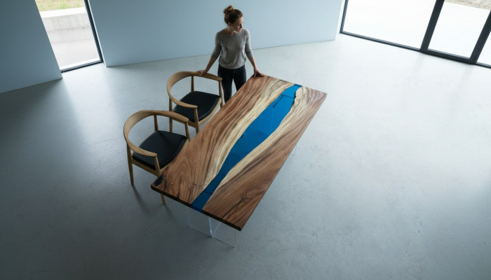 Tavolo da pranzo River Table Massiv Tische 185x85cm, tavolo fluviale in resina epossidica marina