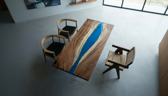 Tavolo da pranzo River Table Massiv Tische 185x85cm, tavolo fluviale in resina epossidica marina