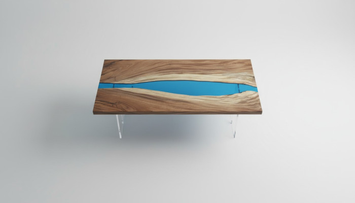 Tavolo da pranzo River Table Massiv Tische 185x85cm, tavolo fluviale in resina epossidica marina