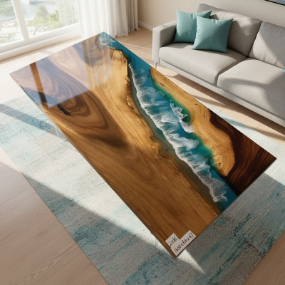 Tavolo da pranzo River Table massiccio 160x81 tavolo fluviale mare cascata d'acqua