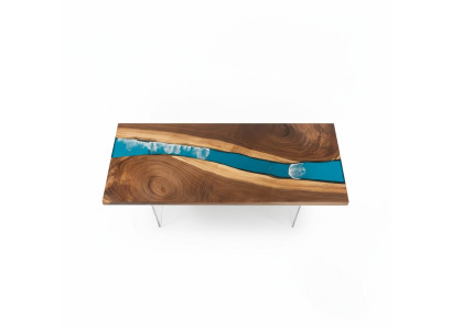 Tavolo in resina epossidica River Table massiccio 201x81 tavolo fluviale nuovo vero legno