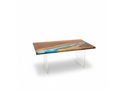 Tavolo da pranzo River Table in legno massiccio resina epossidica Tavoli 161x81 Nuovo