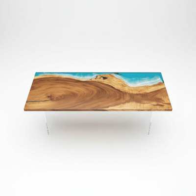 Tavolo in resina epossidica River Table in legno massiccio vero 221x91.