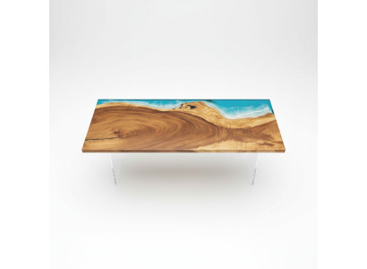 Tavolo in resina epossidica River Table in legno massiccio vero 221x91.