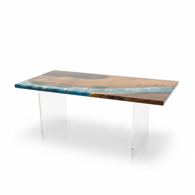 Tavolo d'oceano design in resina epossidica tavoli di lusso in legno per sala da pranzo