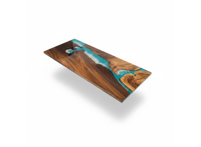 Resina epossidica tavolo fiume in legno massiccio vero acqua blu tabello epossidico.