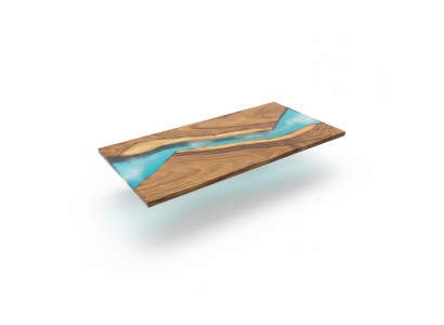 Tavolo di lusso in legno reale con resina epossidica Tavolo fluviale Nero Acqua Epossidico