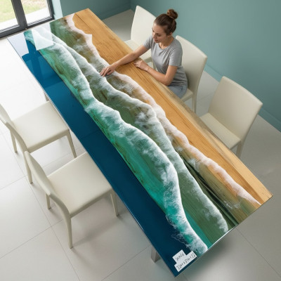 Tavolo da pranzo Design Tavolo Tavoli moderni Mare Oceano Fiume Resina epossidica