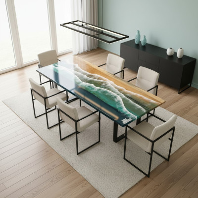 Tavolo da pranzo Design Tavolo Tavoli moderni Mare Oceano Fiume Resina epossidica