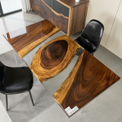 Legno Massiccio Mobili Tavolo da Pranzo Resina Epossidica Vera Resina Epossidica per Tavolo