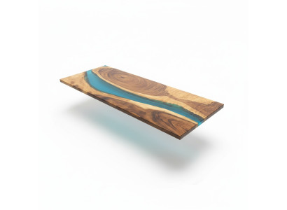 Legno autentico Tavolo con cascata d'acqua Resina epossidica Tavoli da pranzo in legno massello Epossidico