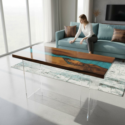 Console design table chest of drawers coffee table Handmade epoxy