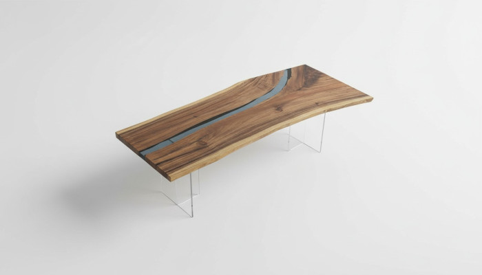 Tavolo in resina epossidica da tavolo in tavola massiccia 240x100 River Table.