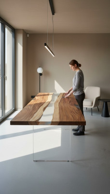 Tavolo da pranzo River Table in legno massiccio 240x90.