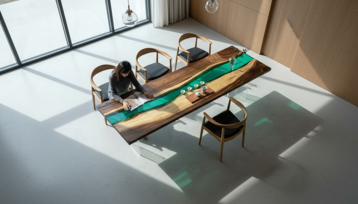 Tavolo da pranzo in resina epossidica River Table in legno massiccio Tavoli 220x90