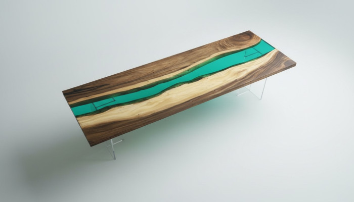 Tavolo da pranzo in resina epossidica River Table in legno massiccio Tavoli 220x90