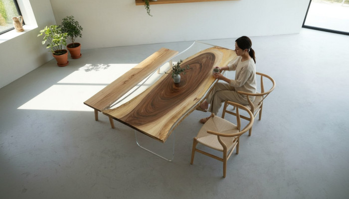 Tavolo da pranzo Mare Acqua Fiume Legno massello Tavolo fluviale 220x90 Tavoli