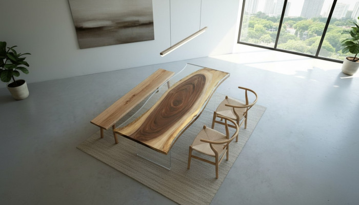 Tavolo da pranzo Mare Acqua Fiume Legno massello Tavolo fluviale 220x90 Tavoli