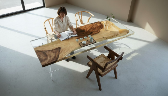 Tavolo da pranzo in resina epossidica River Table Massiv 200x90 Tavolo fluviale nuovo