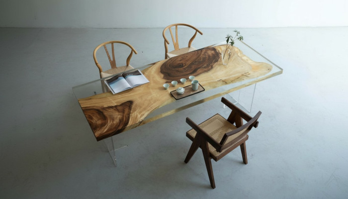 Tavolo da pranzo in resina epossidica River Table Massiv 200x90 Tavolo fluviale nuovo