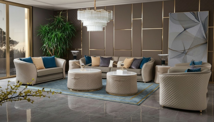 Sofà set 4 posti in pelle sofa angolare soggiorno set design