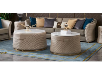 Set tondo di 2 tavolini da salotto tavolino da caffè tavolino laterale designer soggiorno.