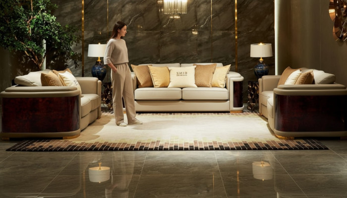 Soggiorno di lusso 5 pezzi Set divano in pelle Divano imbottito Sofa