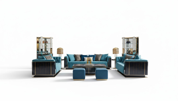 Mobili da soggiorno di lusso inclusi divano, set divano, tavolino da salotto, design.
