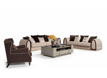 Divano Chesterfield beige in tessuto stoffa divani divani di lusso a 4 posti 295cm.