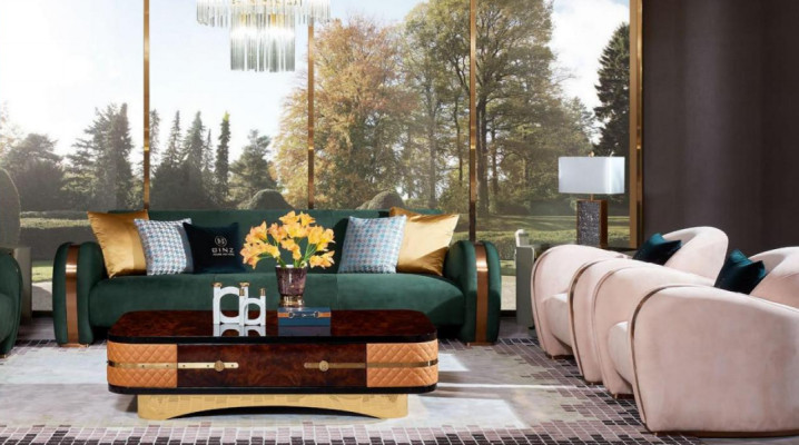 Divano 4 posti in tessuto imbottito Design Luxury Sofas Panno divani a quattro posti grandi