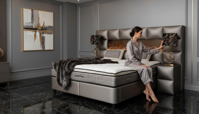 Letto 2x Comodino 3 pezzi. Set da camera da letto Design Moderno di Lusso Struttura del letto