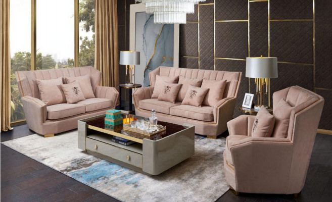 Divano imbottito Couch moderno di lusso con set da 3+2+1 posti, divano di design nuovo.