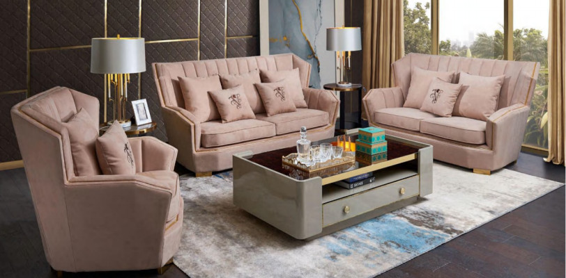 Divano imbottito Couch moderno di lusso con set da 3+2+1 posti, divano di design nuovo.
