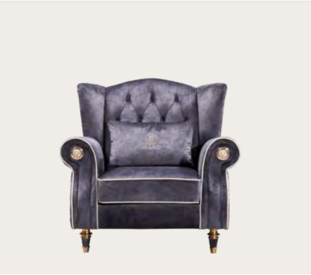 Nobile poltrona imbottita Chesterfield di design Seduta televisiva Club Lounge in tessuto di lusso