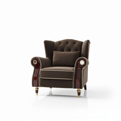 Nobile poltrona imbottita Chesterfield di design Seduta televisiva Club Lounge in tessuto di lusso