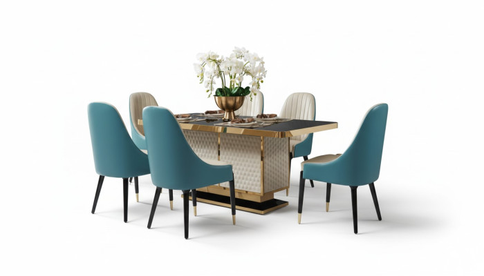 Tavolo da pranzo 6x sedie sedia Set sala da pranzo gruppo tavolo mobile moderno.