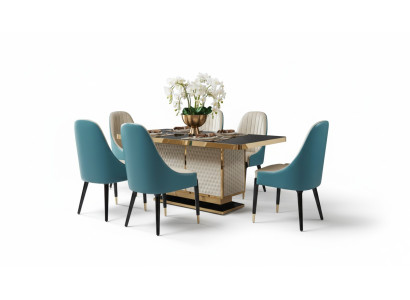 Tavolo da pranzo 6x sedie sedia Set sala da pranzo gruppo tavolo mobile moderno.
