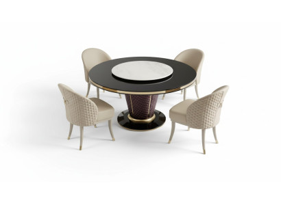 Design Tavolo Rotondo 4x Sedie Sedie Sala da Pranzo Sedile Imbottito Tavoli Rotondi