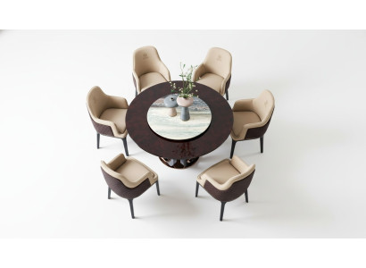 Design Tavolo Rotondo Sala da Pranzo Set Sedie in Metallo 4x Sedie + Tavolo