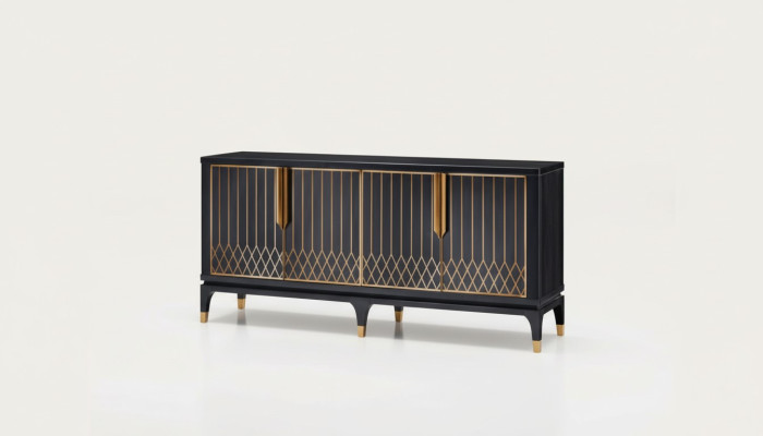 Mobile consolle in legno con design da credenza.