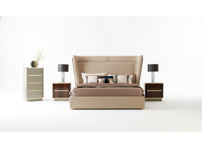 Set camera da letto con letto design, 2 comodini e un settimino, nuovo.