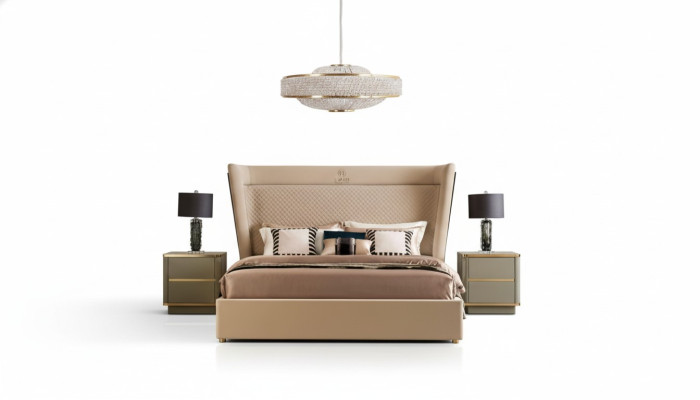 Letto matrimoniale Camera da letto Albergo Matrimonio Lusso Letto 2x Comodino 3 pezzi Set Letti