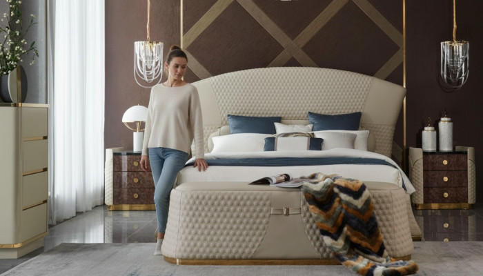 Design Letto in Pelle di Lusso Letti Imbottiti Matrimoniali Camera da Letto 180x200