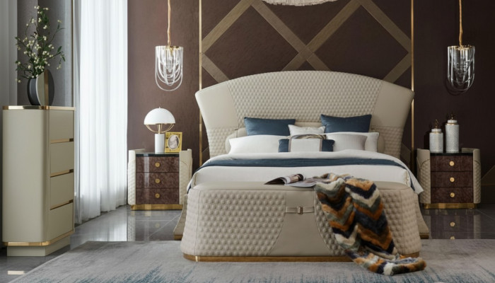 Design Letto in Pelle di Lusso Letti Imbottiti Matrimoniali Camera da Letto 180x200