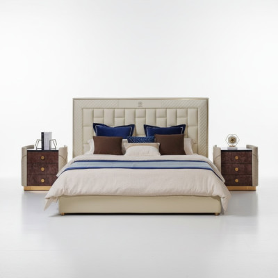 Letto Camera da letto Design Letti Comodini Mobili di lusso Set da 3 pezzi