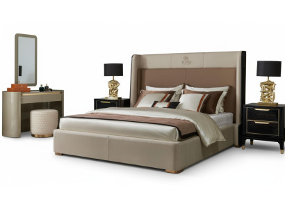 Letto Camera da letto Set design Mobili Di lusso Letti 2x Comodino 3 pezzi Struttura del letto