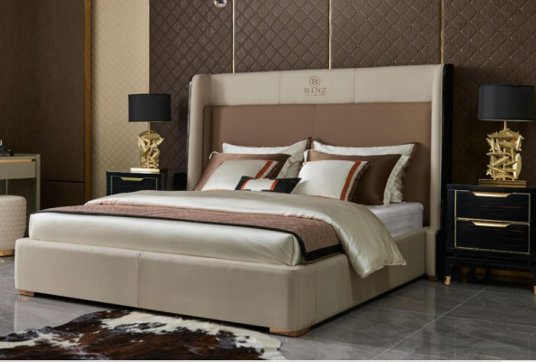 Lussuoso letto dell'hotel, letto matrimoniale, design in legno, letto moderno 180x200, camera da letto matrimoniale.