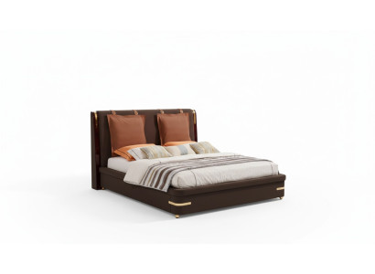 Letto imbottito design di lusso in metallo per camere matrimoniali in pelle.