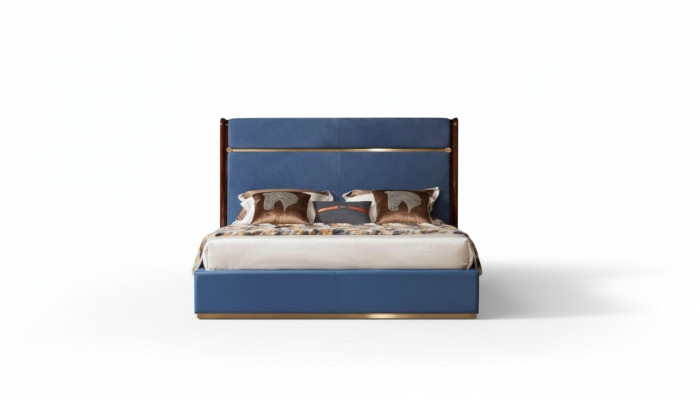 Struttura classica del letto in pelle Letto Letti di lusso blu Mobili da camera da letto